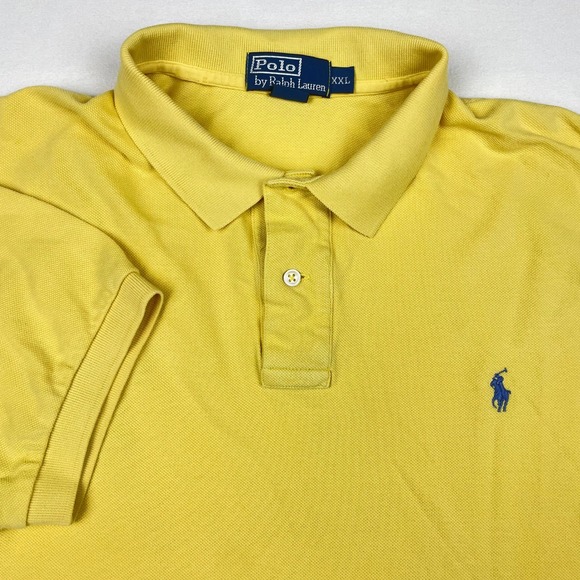 Polo Ralph Lauren Other - Polo Ralph Lauren Mens XXL Yellow Short Sleeve Pique Polo Shirt Blue Pony Logo